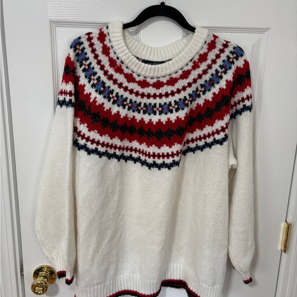 Lane Bryant Fair Isle Sweater - Red, White, and Black